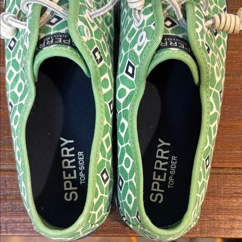Women’s Sperry Topsider with memory foam green white and blue sneakers size 7.5m - Picture 8 of 8
